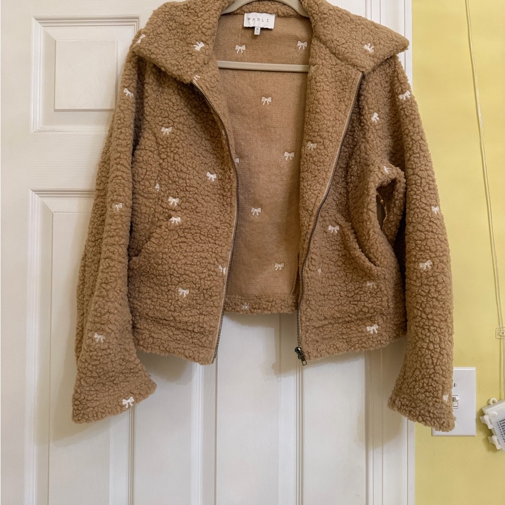Ladies bow fleece jacket size M